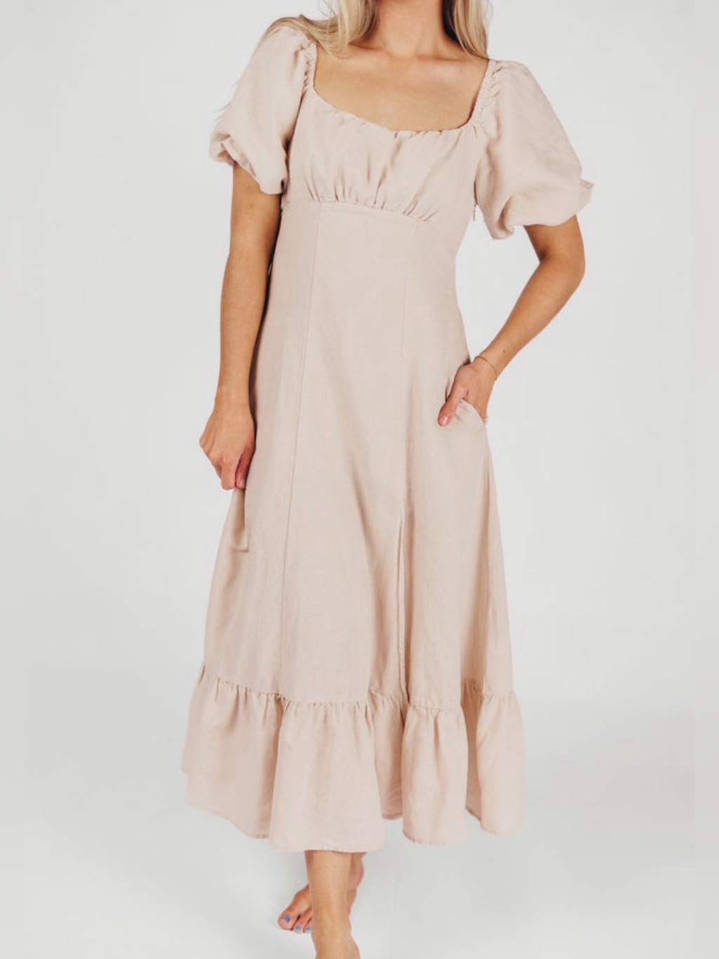 Worth Collective Beatrice Linen Fit-And-Flare Maxi Dress